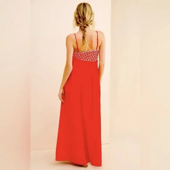 FARM Rio Red Maxi Dress with Fish Embroidery - Picture 2 of 6